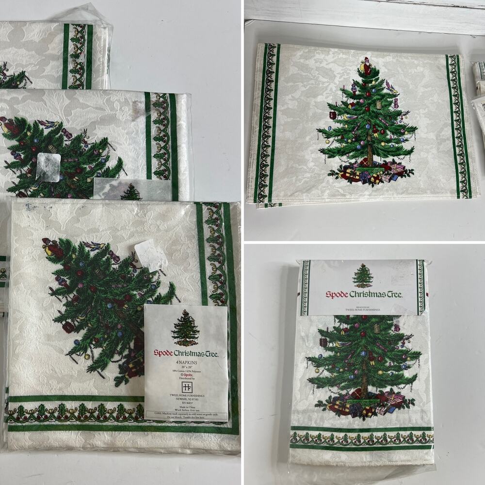 Spode Christmas Tree Tablecloth Placemats Napkins Set Holiday Table Linens Decor